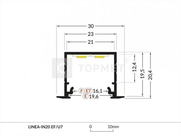 Profil LED LINEA-IN20 EF/U7 2M.