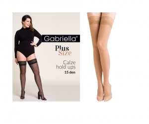 Pończochy samonośne Plus Size Calze 15 den Gabriella Beige