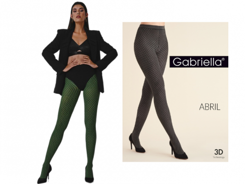 Rajstopy ciepłe wzorzyste 60 den Green/Nero Gabriella