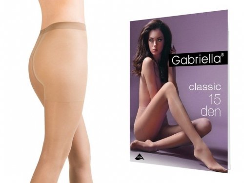 Rajstopy cienkie gładkie Classic Lycra Beige 15 den Gabriella