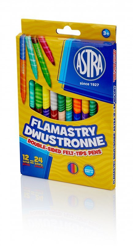 Flamastry Astra dwustronne 12 sztuk 24 kolory