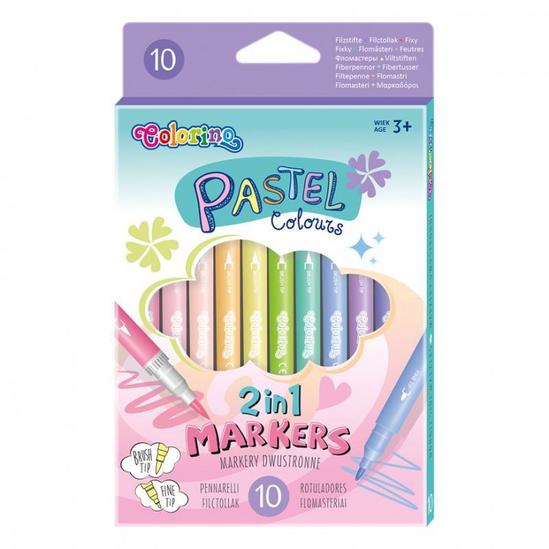 Flamastry Colorino Kids dwustronne pastel 10 kolorów