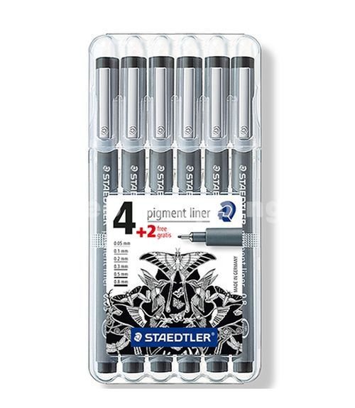Pisak z atramentem pigmentowym Staedtler 6 sztuk, 6 grubości