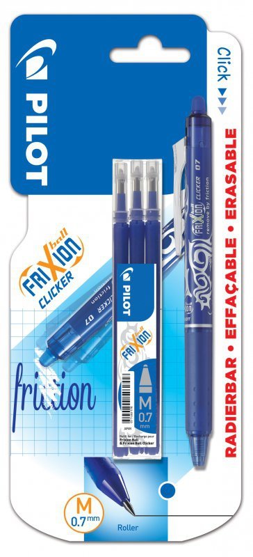 Pióro kulkowe Pilot Frixion Clicker niebieskie + wkłady