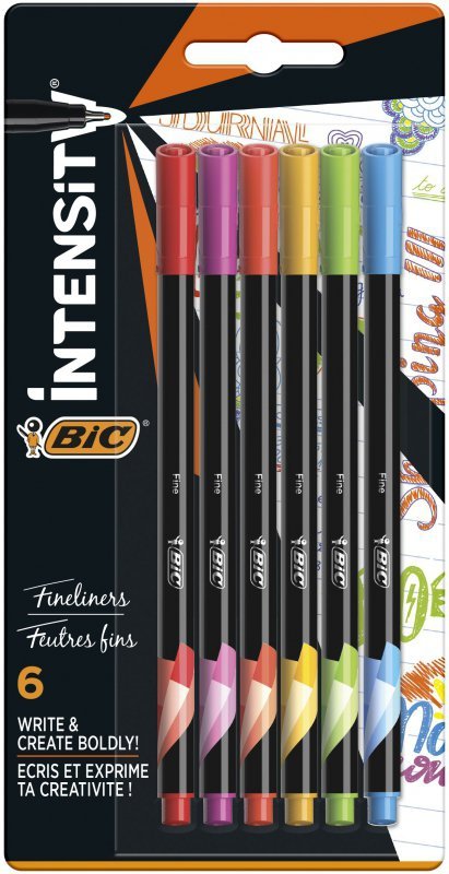 Cienkopisy BIC Intensity Fine mix Rainbow blister 6 kolorów