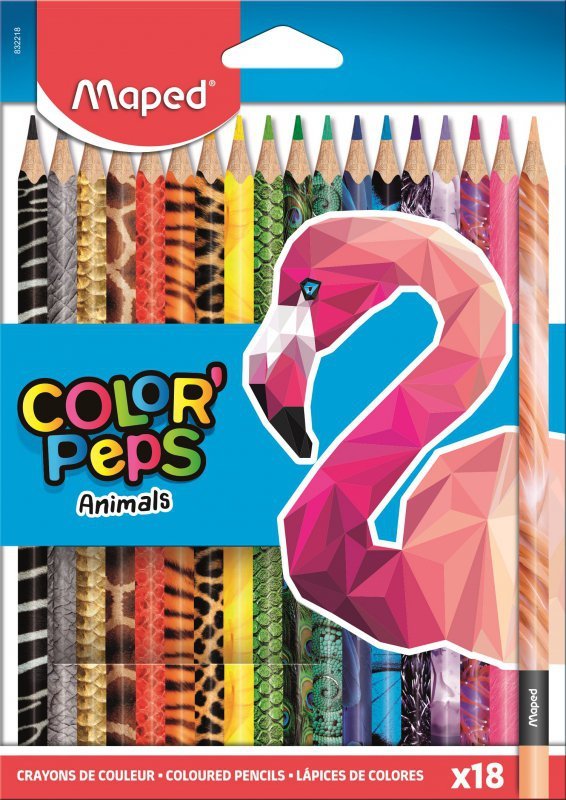 Kredki ołówkowe Maped Colorpeps Animals trójkątne 18 kolorów