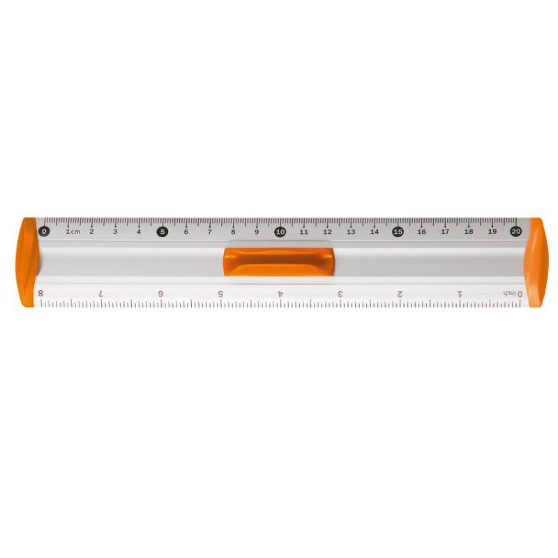 Linijka aluminiowa Tetis 20 cm uchwyt pomarańczowy