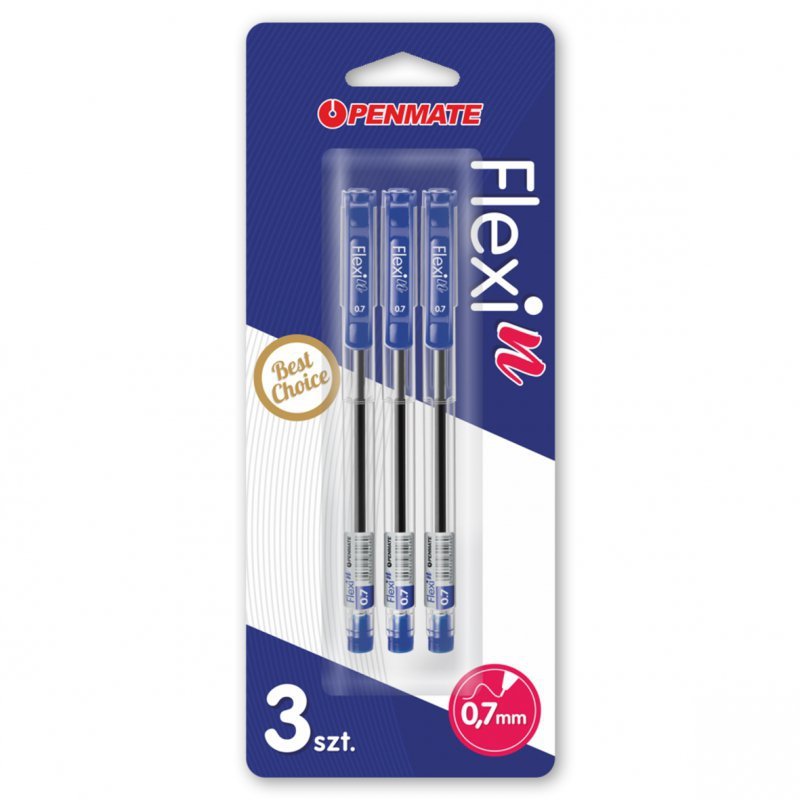 Długopis Penmate Flexi N niebieski 3 szt. blister