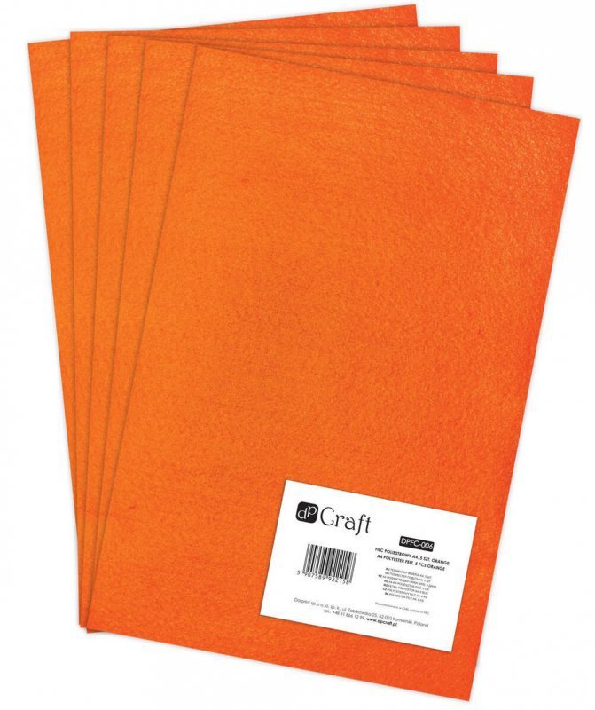 Filc poliestrowy A4 orange 5 szt.
