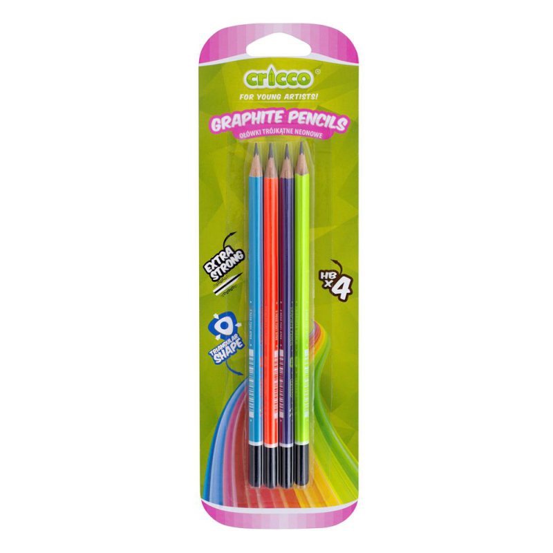 Ołówek trójkątny neonowy hbv4 szt Blister