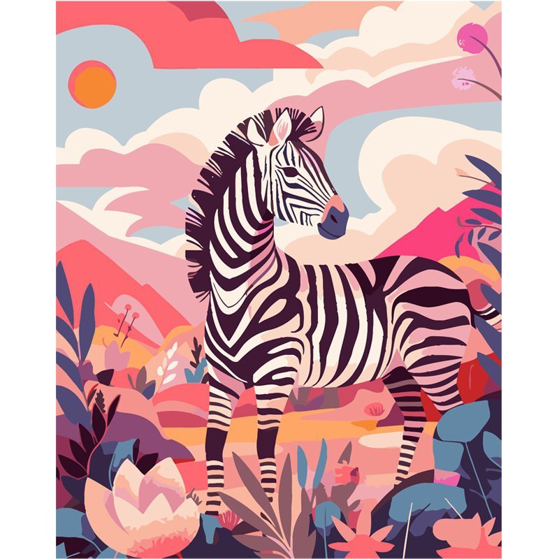 Malowanie po numerach Zebra 40x50 cm
