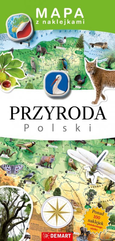 Mapa z naklejkami. Przyroda Polski