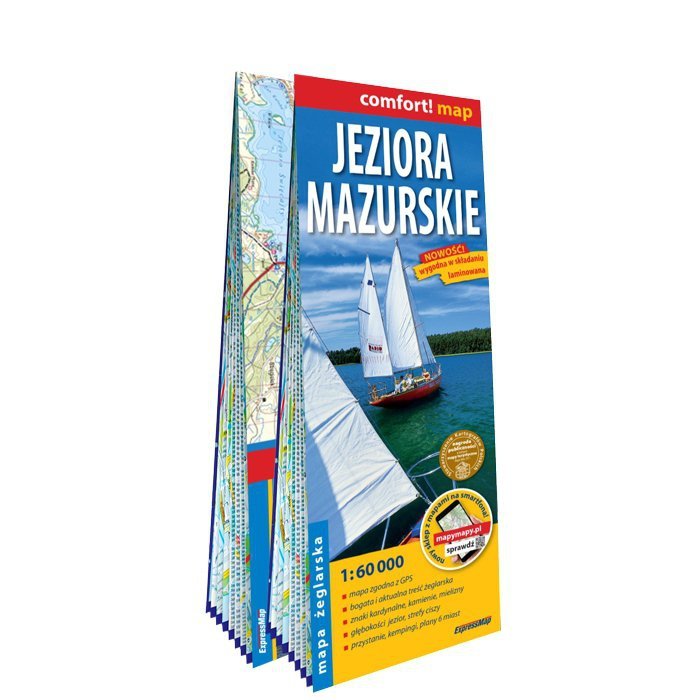 Jeziora Mazurskie mapa turystyczna 1:60 000 laminat 2 części 2023