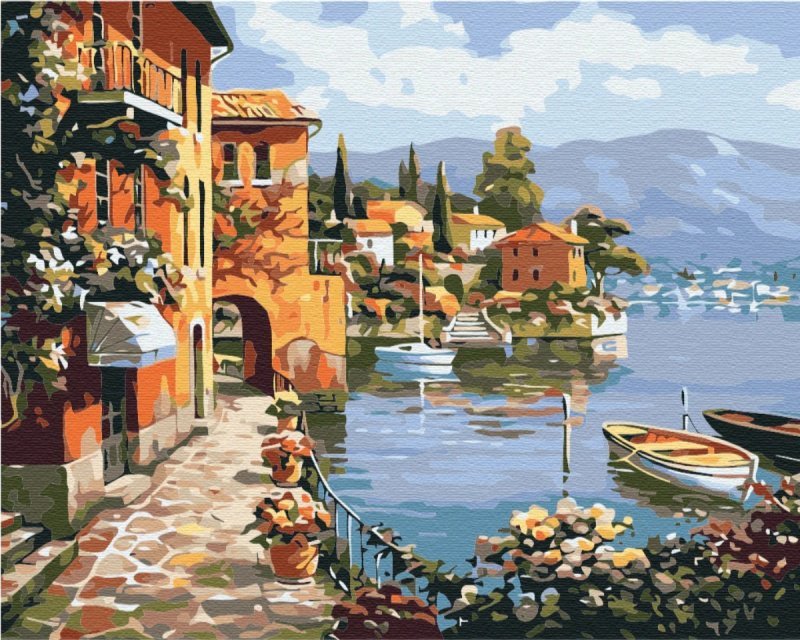 Malowanie po numerach BRUSHME 40x50 cm Przytulne Miasto Nadmorskie