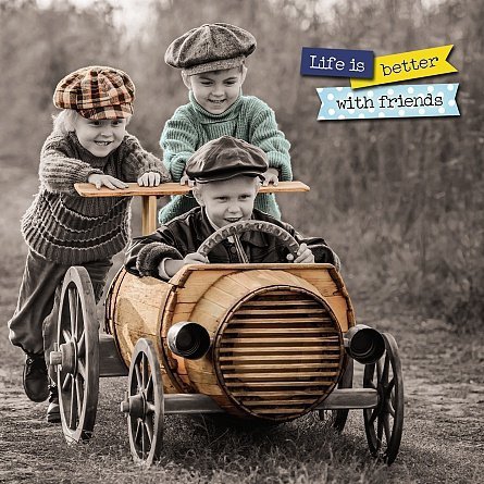 Karnet holograficzny 3D Boys in car