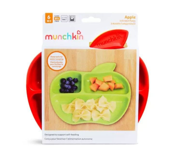 Zestaw kolorowych talerzyków w kształcie jabłek Munchkin 3szt.