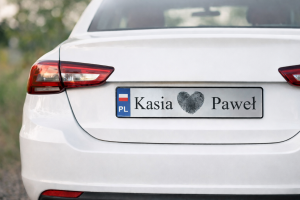 Tablica ślubna na samochód młodej pary, personalizowana tablica rejestracyjna ślubna na auto weselne