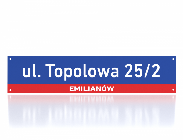 2x Tablica z nazwą ulicy + miejscowość 75 cm x 16,5 cm w ramce