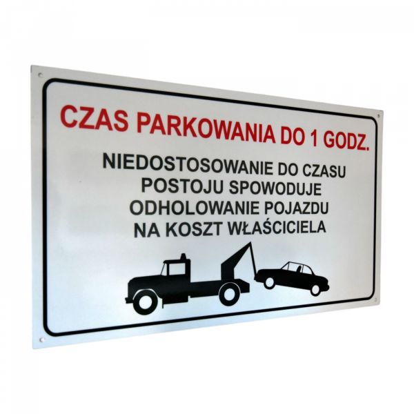 Tablica czas parkowania do 1 godziny – aluminiowa tablica odblaskowa 50x30 cm