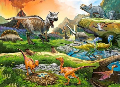 Puzzle 100 elementów - Świat dinozaurów