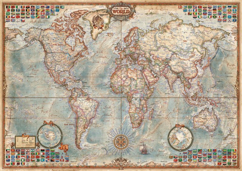 Puzzle 1500 elementów, Polityczna Mapa Świata