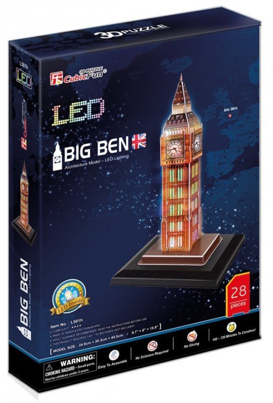 Puzzle 3D Zegar Big Ben (Światło)