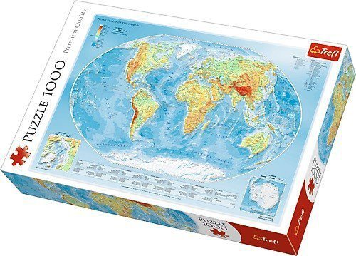 1000 elementów Mapa fizyczna świata