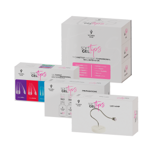   SOFT GEL TIPS Set - Zestaw (Lampa + Preparaty + Tipsy)