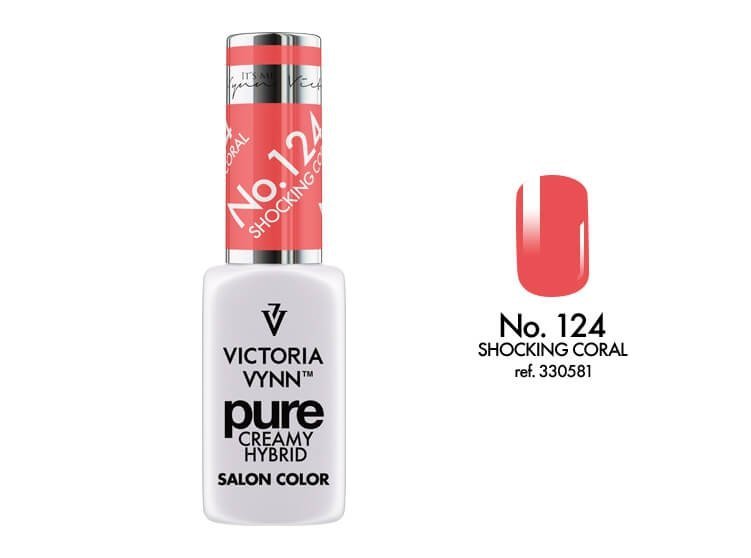  Kremowy Lakier Hybrydowy PURE kolor:  No 124 Shocking Coral