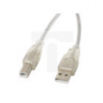 Przewód adapter USB 2.0 HighSpeed 5m ferryt USB-A - USB-B transparentny CA-USBA-12CC-0050-TR