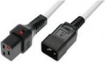 Kabel zasilający serwerowy z blokadą IEC LOCK 3x1,5mm2 C20 prosty/C19 prosty M/Ż 2m biały IEC-PC1299