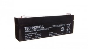 Akumulator bezobsługowy AGM 2,3Ah 12V Technocell 2,3TC