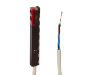 Czujnik optyczny odbiciowy 45x6,2x4mm Sn: 50mm 11-30V DC PNP/NPN push-pull złącze kablowe 4-pinowe PVC 2m IP65 OTQ40103