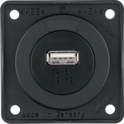 Integro Gniazdo USB ładowania pojedyncze, 12V, 3A; antracyt mat, mechanizm czarny 926032505