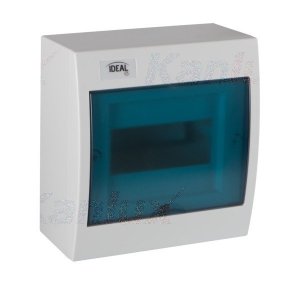 Rozdzielnica modułowa 1x8 natynkowa IP30 IK07 N+PE II klasa drzwi transparentne niebieskie KDB-S08T biała 23611