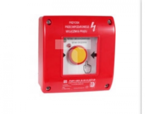 Ręczny przycisk przeciwpożarowego wyłącznika prądu PWP1 (1NO) z certyfikatem CNBOP - 2LED zielony/czerwony 230V