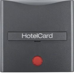 Berker B.1/B.3/B.7 Glas Łącznik na kartę hotelową-nasadka z nadrukiem i czerwoną soczewką antracyt 16401606