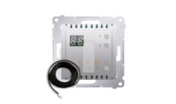 Simon 54 Regulator temperatury z wyświetlaczem z czujnikiem zewnętrznym 16(2) A 230V srebrny mat DTRNSZ.01/43