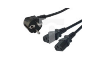 Kabel zasilający CEE 7/7-2xIEC 320 C13 2m VDE czarny CA-C13C-13CC-0018-BK