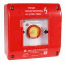 Ręczny przycisk przeciwpożarowego wyłącznika prądu PWP1 (1NC) z certyfikatem CNBOP - 2LED zielony/czerwony 230V