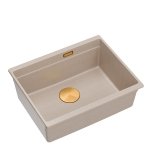 Quadron LOGAN 100 GraniteQ zlewozmywak pearl beige 56x45x21,5 cm 1-komorowy podwieszany z syfonem manualnym miedziany HQJ6045U2PVDC1U