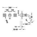 Tres MONTBLANC Bateria dwuuchwytowa podtynkowa umywalkowa 28330001NM