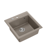 Quadron PETER 110 GraniteQ zlewozmywak granitowy soft taupe 1-komorowy z/o (50x52x20) z syfonem i zaślepką HCQP5052ST