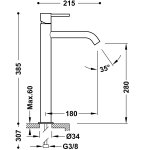 Tres Study bateria umywalkowa wysoka stal 26230801AC