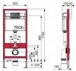 Tece Base stelaż podtynkowy do wc wiszącego 9.400.007 ze wspornikami i przyciskiem w wykończeniu czarny mat 9.240.407