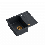 QUADRON MORGAN 116 GraniteQ zlew 1 komora black diamond/elementy miedziane 620x500x220  HB8210U8C1P2O