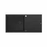 QUADRON EVAN 146 XL GraniteQ zlewozmywak z syfonem Push 2 Open 1-komorowy z/o (1000x500x210; kom. 420x480) pure carbon / elementy pure carbon HCQE10050U7BLMP2O