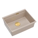 Quadron LOGAN 100 GraniteQ zlewozmywak pearl beige 56x45x21,5 cm 1-komorowy podwieszany z syfonem manualnym złoty HQJ6045U2PVDG1U