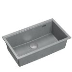 Quadron LOGAN 110 GraniteQ zlewozmywak silver stone 76x44x23,5 cm 1-komorowy wpuszczany z syfonem manualnym stal szlachetna HQD7644U5BSI
