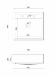 Quadron | BILL 110 | kuchenny zlewozmywak granitowy BIAŁY + STAL | wymiary: 60 x 54 x 20,5 cm | 1-komorowy wpuszczany/podwieszany | podbudowa szafki: od 60 cm HCQB6054U1BS